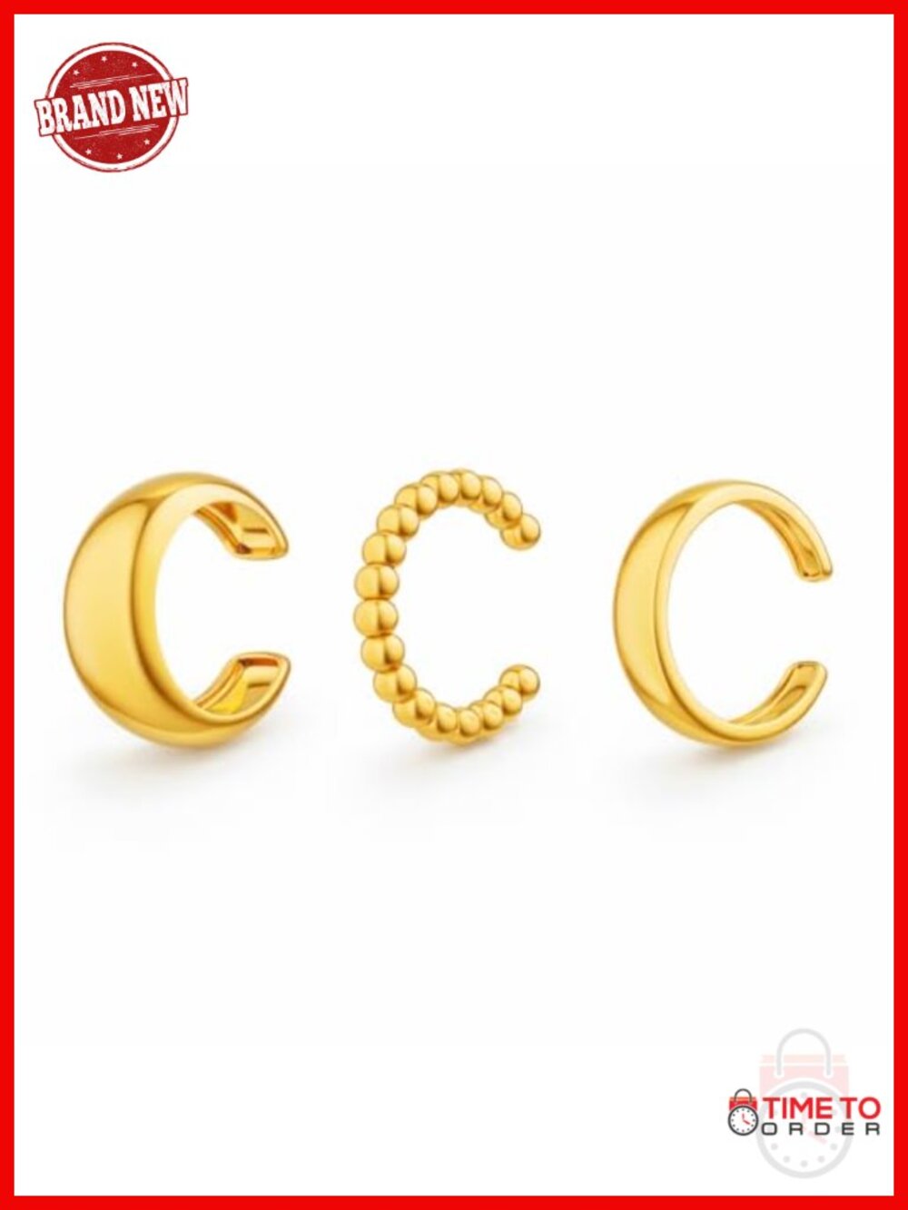 14K Gold Plated CZ Ear Cuff Set No Piercing Cartilage Wrap